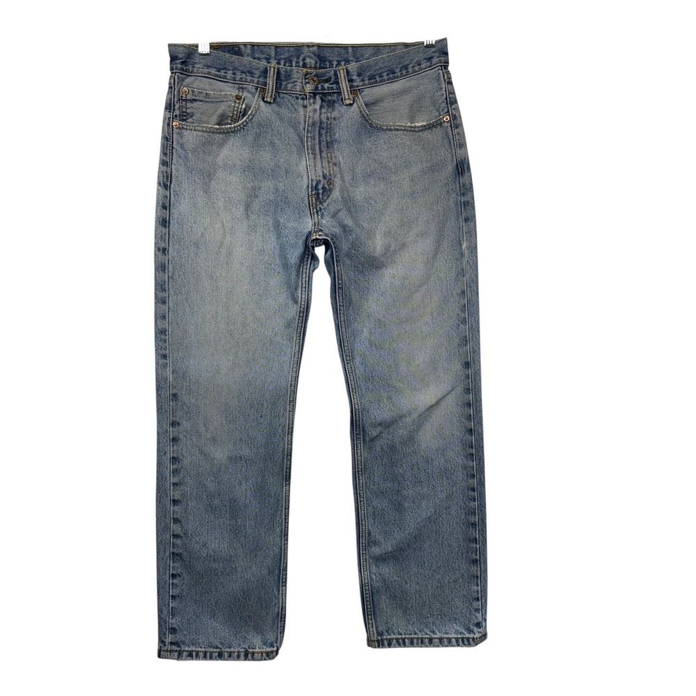 Levi Strauss 505 Regular Fit Jeans Mens 34x29 Light Wash Blue Straight Leg Denim
